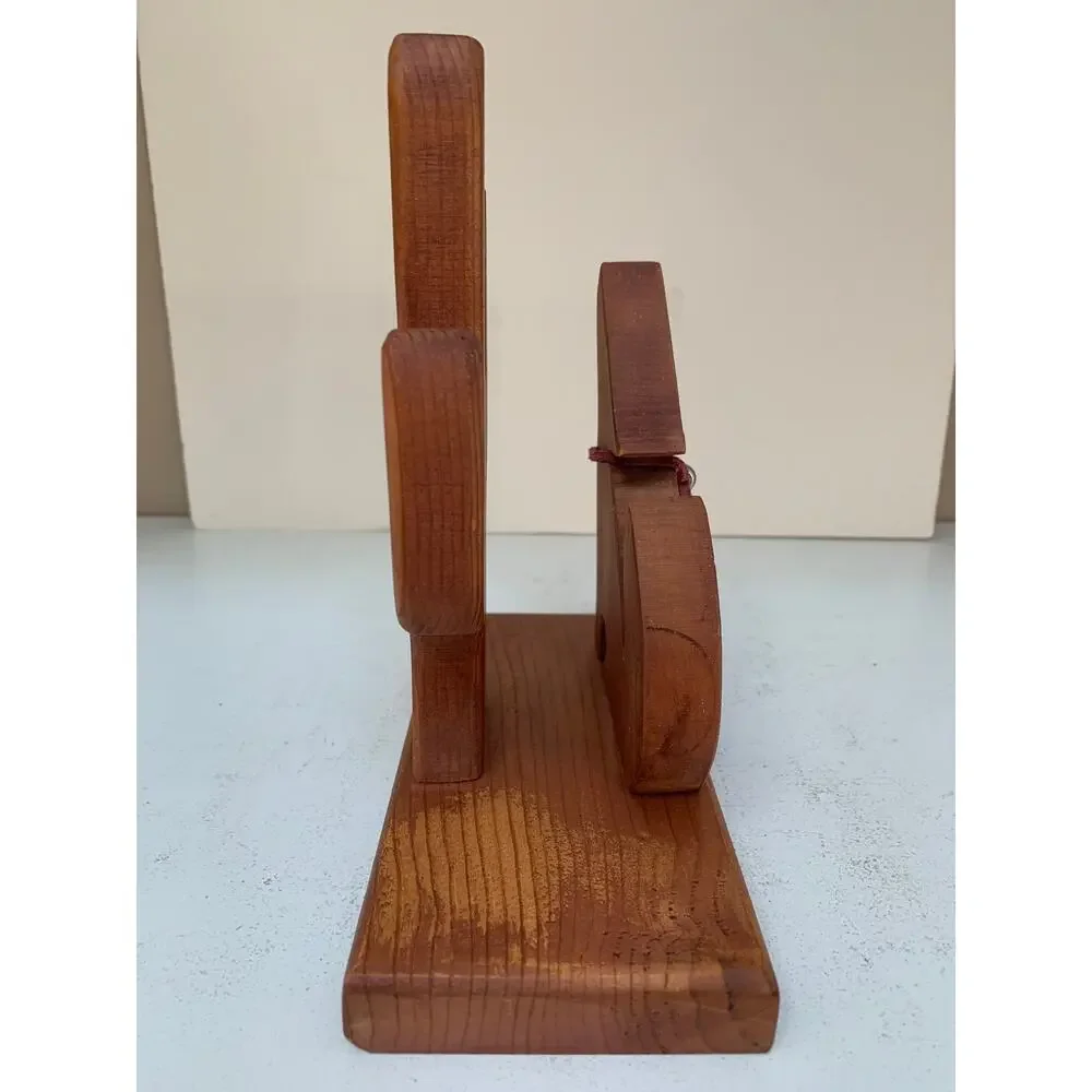 Hand Carved Wood Southwest Cactus Coyote Napkin or Bill Holder